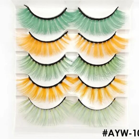 NWOT Set of 5 Green & Yellow Lashes - Picture 1 of 2